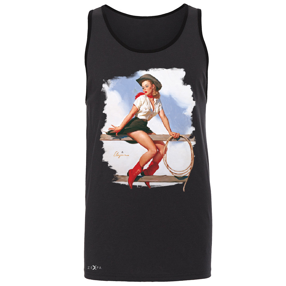 Pin-Up Cowgirl Hi Ho Silver Men's Jersey Tank Cool Western Pin Up Sleeveless - Zexpa Apparel - 3