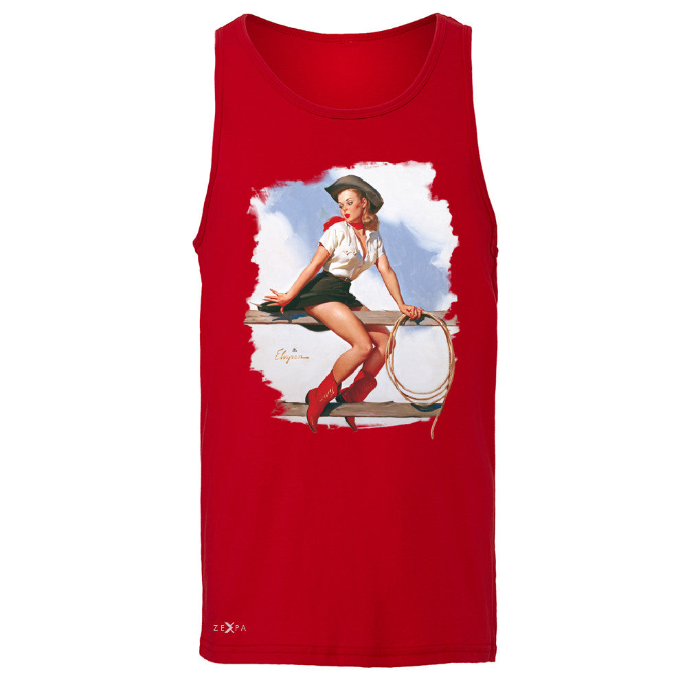 Pin-Up Cowgirl Hi Ho Silver Men's Jersey Tank Cool Western Pin Up Sleeveless - Zexpa Apparel - 4