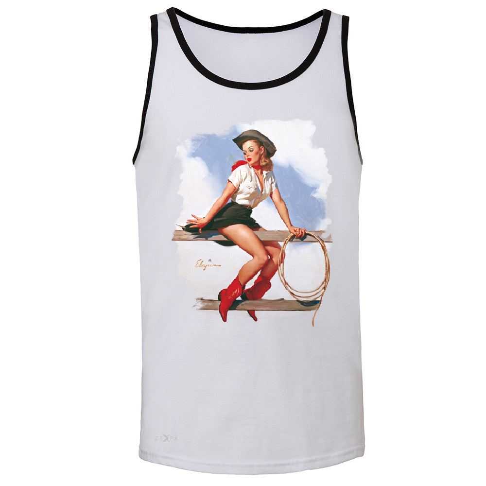 Pin-Up Cowgirl Hi Ho Silver Men's Jersey Tank Cool Western Pin Up Sleeveless - Zexpa Apparel - 5