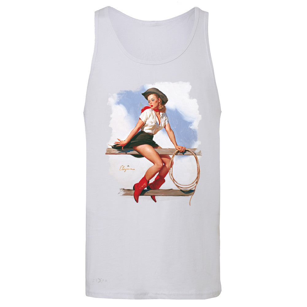 Pin-Up Cowgirl Hi Ho Silver Men's Jersey Tank Cool Western Pin Up Sleeveless - Zexpa Apparel - 6