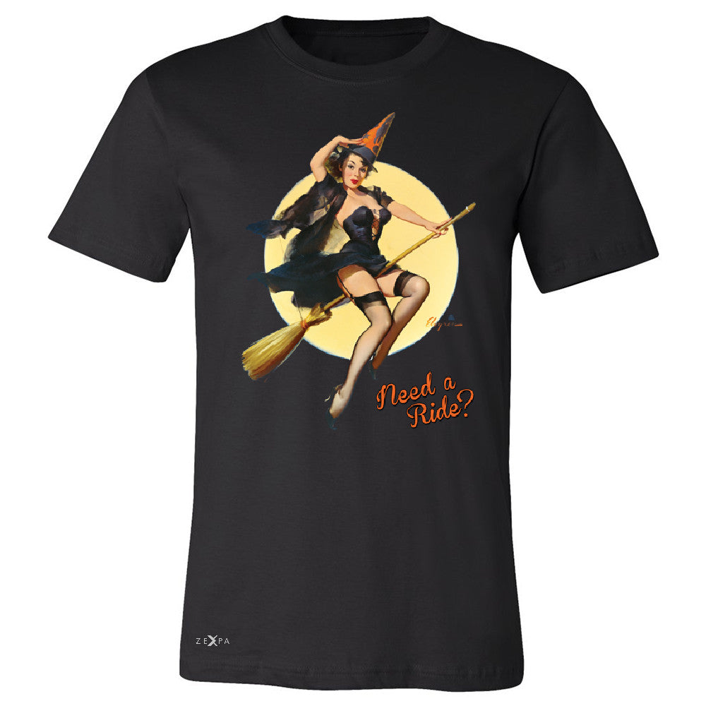 Pin-Up Riding High Men's T-shirt Halloween Witch Magic Broom Tee - Zexpa Apparel - 1