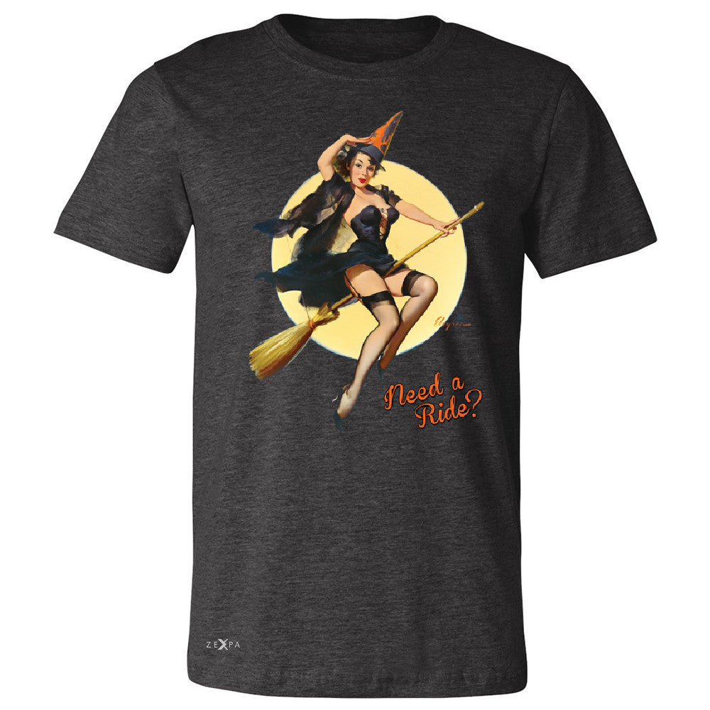 Pin-Up Riding High Men's T-shirt Halloween Witch Magic Broom Tee - Zexpa Apparel - 2