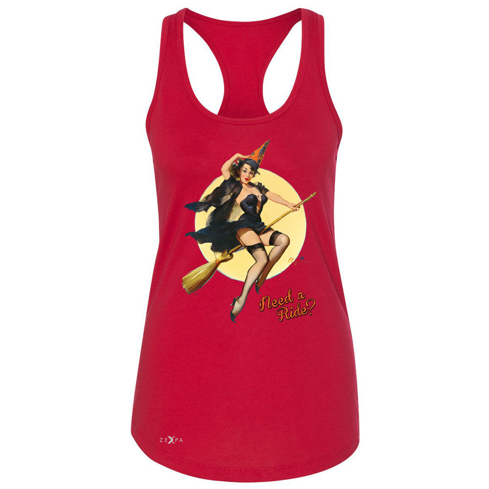 Pin-Up Riding High Women's Racerback Halloween Witch Magic Broom Sleeveless - Zexpa Apparel - 3