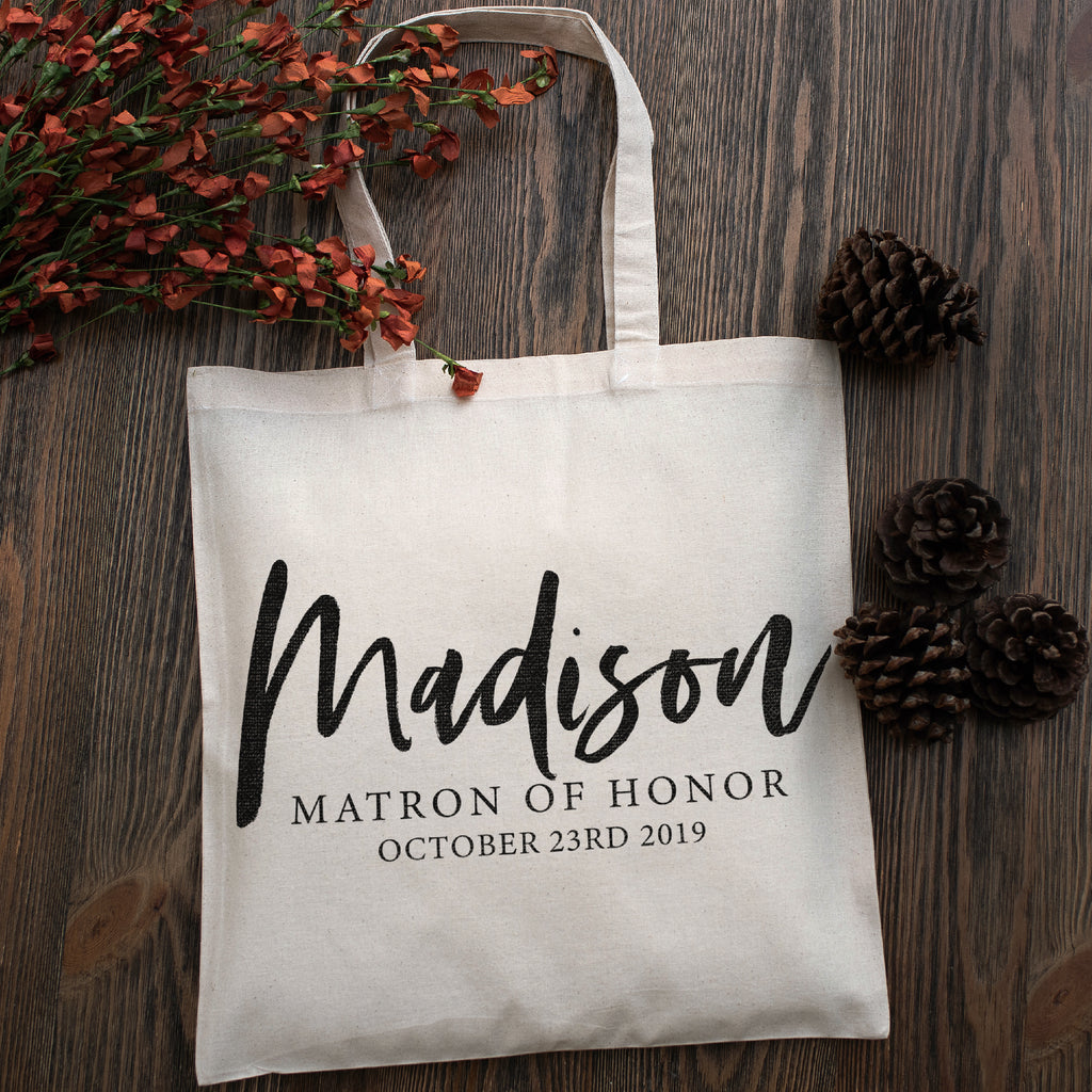 Personalized Tote Bag For Bridesmaids Wedding | Customized Bachelorette Party Bag | Baby Shower and Events Totes |Design #14