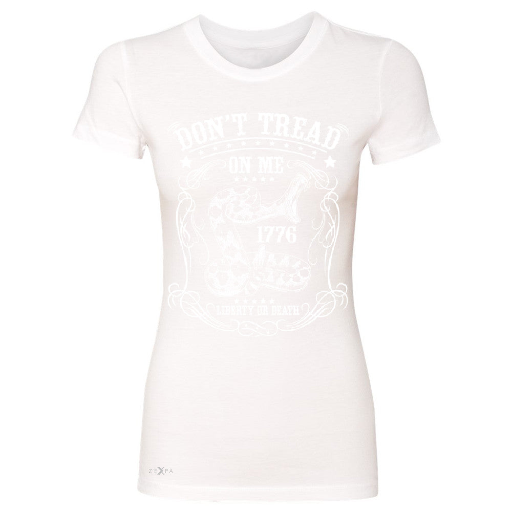 Zexpa Apparelâ„¢ Don't Tread On Me Women's T-shirt 1776 Liberty Or Death Political Tee - Zexpa Apparel Halloween Christmas Shirts
