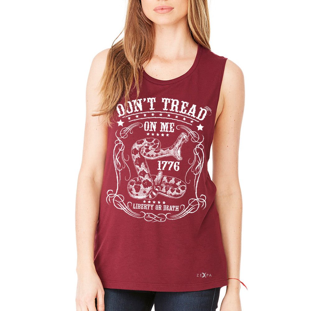 Zexpa Apparelâ„¢ Don't Tread On Me Women's Muscle Tee 1776 Liberty Or Death Political Tanks - Zexpa Apparel Halloween Christmas Shirts
