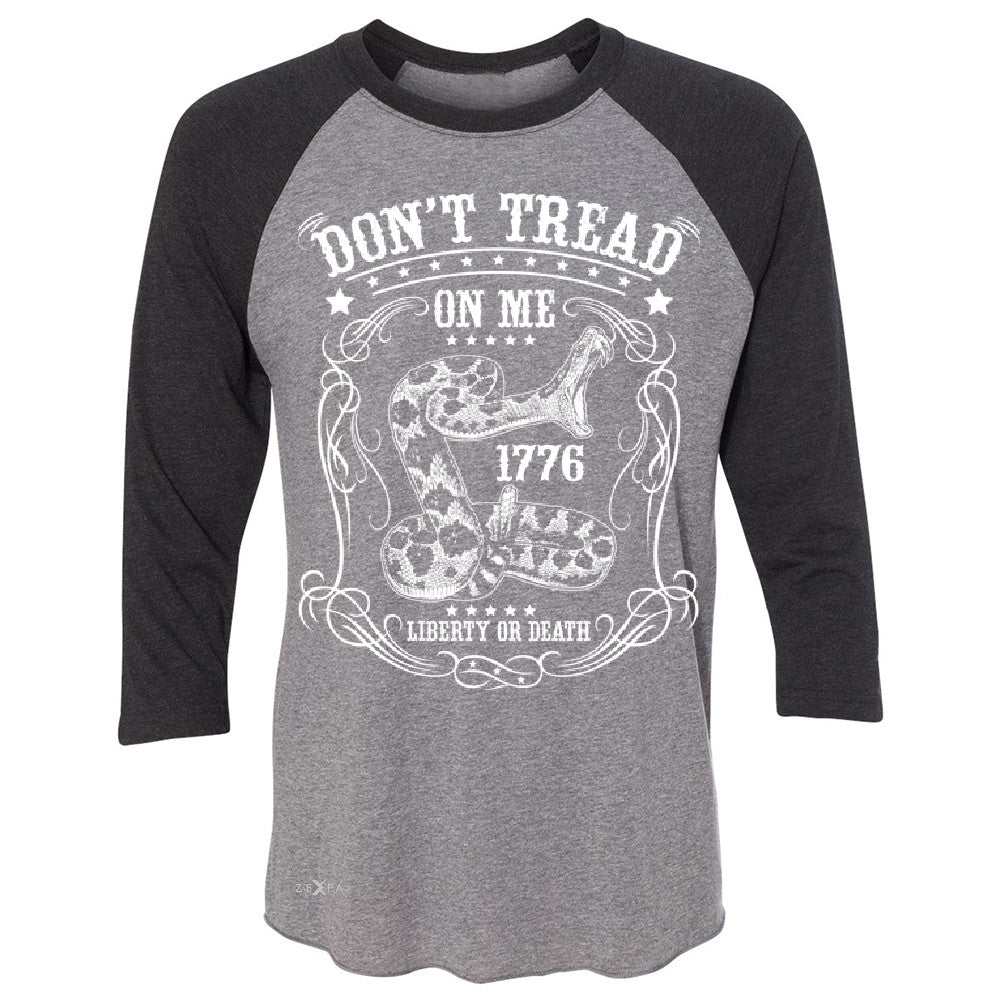 Zexpa Apparelâ„¢ Don't Tread On Me 3/4 Sleevee Raglan Tee 1776 Liberty Or Death Political Tee - Zexpa Apparel Halloween Christmas Shirts