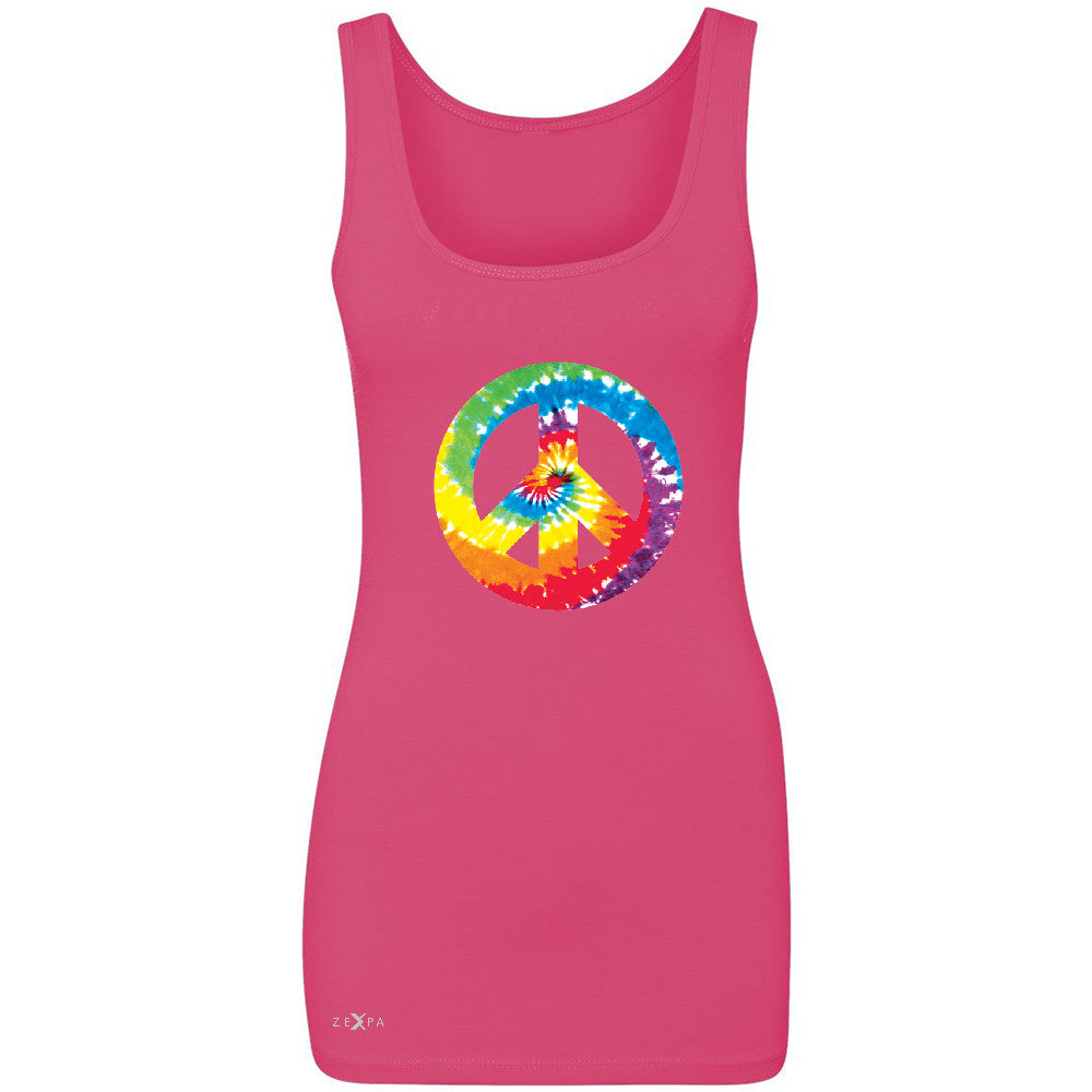 Peace Sign TIE DYE Hippie Women's Tank Top Politics Graphic Retro Sleeveless - Zexpa Apparel - 2