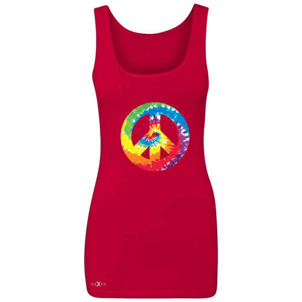 Peace Sign TIE DYE Hippie Women's Tank Top Politics Graphic Retro Sleeveless - Zexpa Apparel - 3