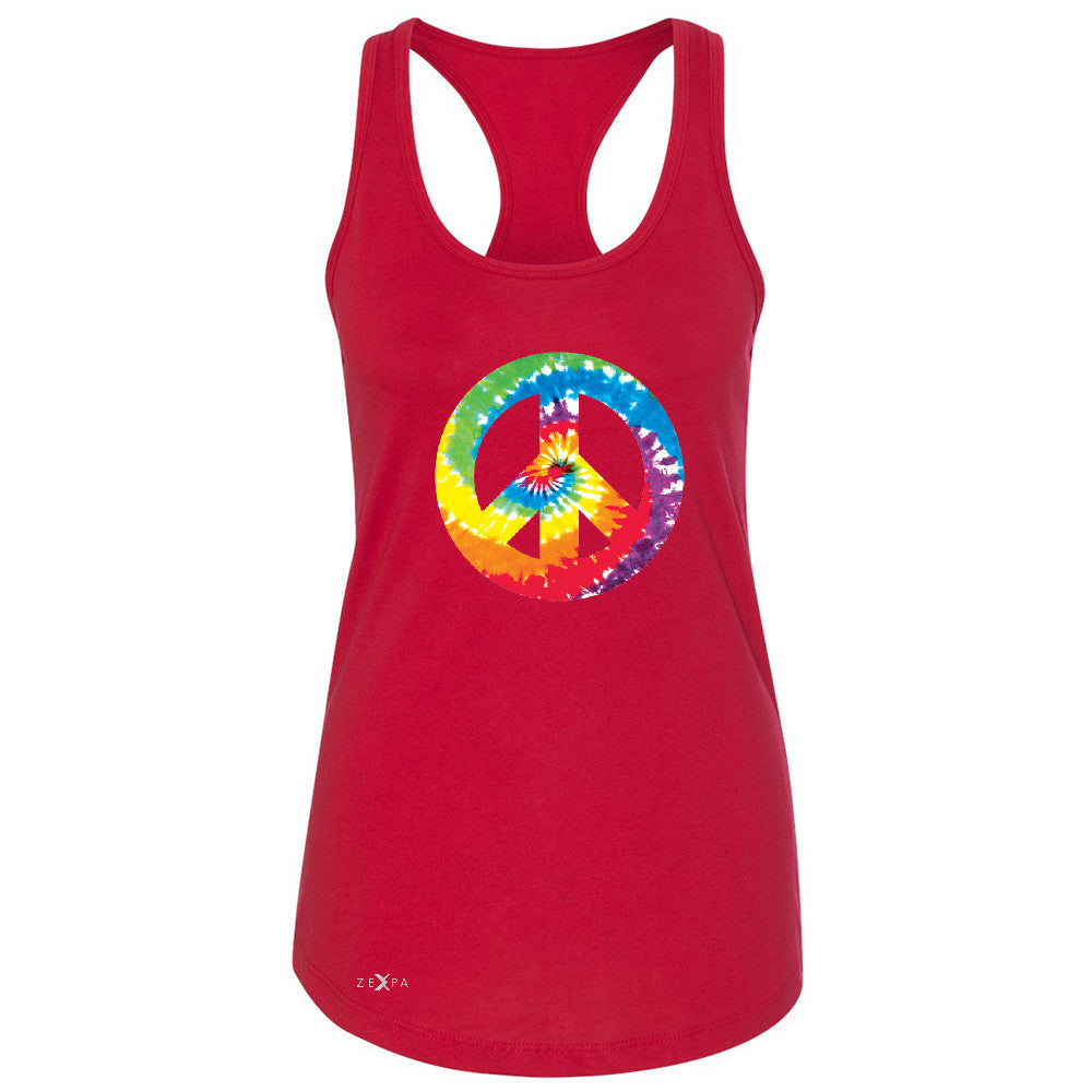 Peace Sign TIE DYE Hippie Women's Racerback Politics Graphic Retro Sleeveless - Zexpa Apparel - 3