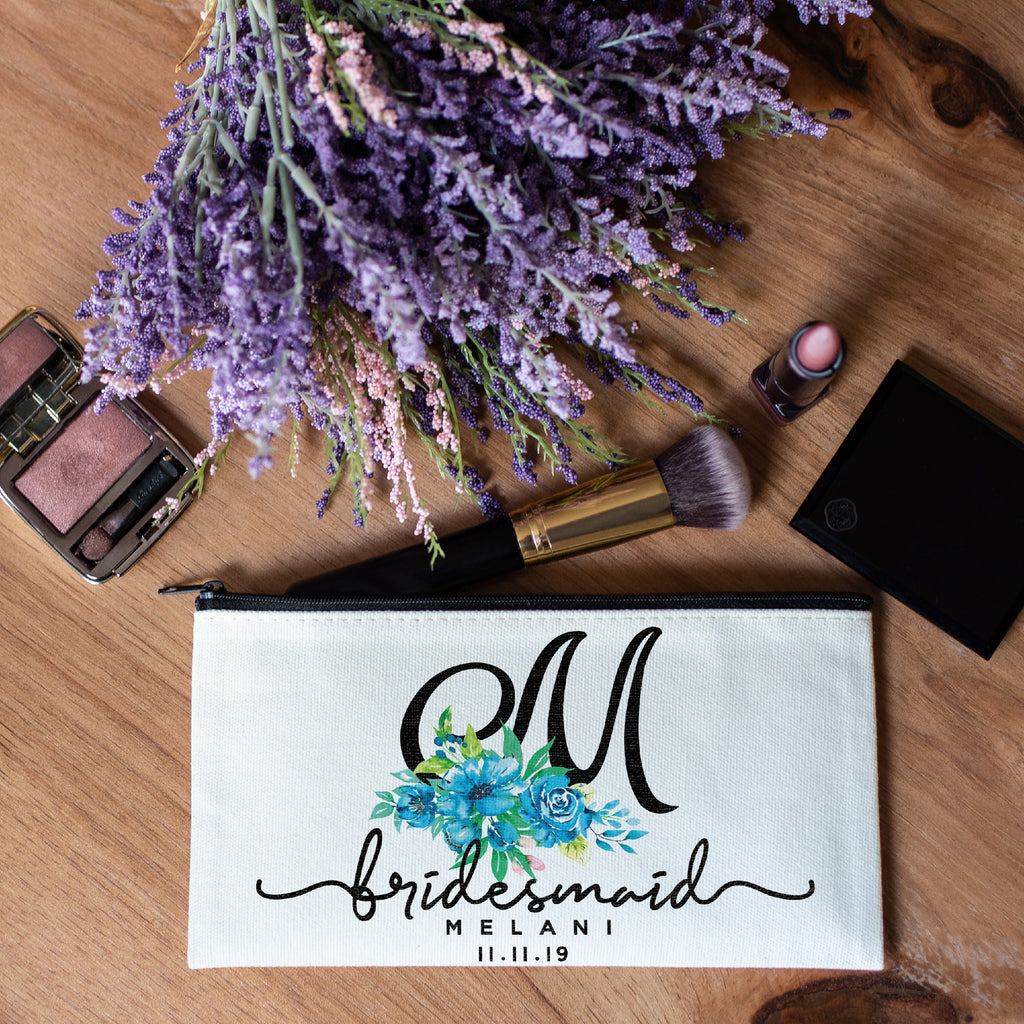 Personalized Makeup Bag Bridesmaid | Wedding Customized Pouch | Bachelorette Party Cosmetic Case |Toiletries Hndy Organizer with Zipper|Events Parties Baby Shower Anniversary Christmas Gift|Desging #5