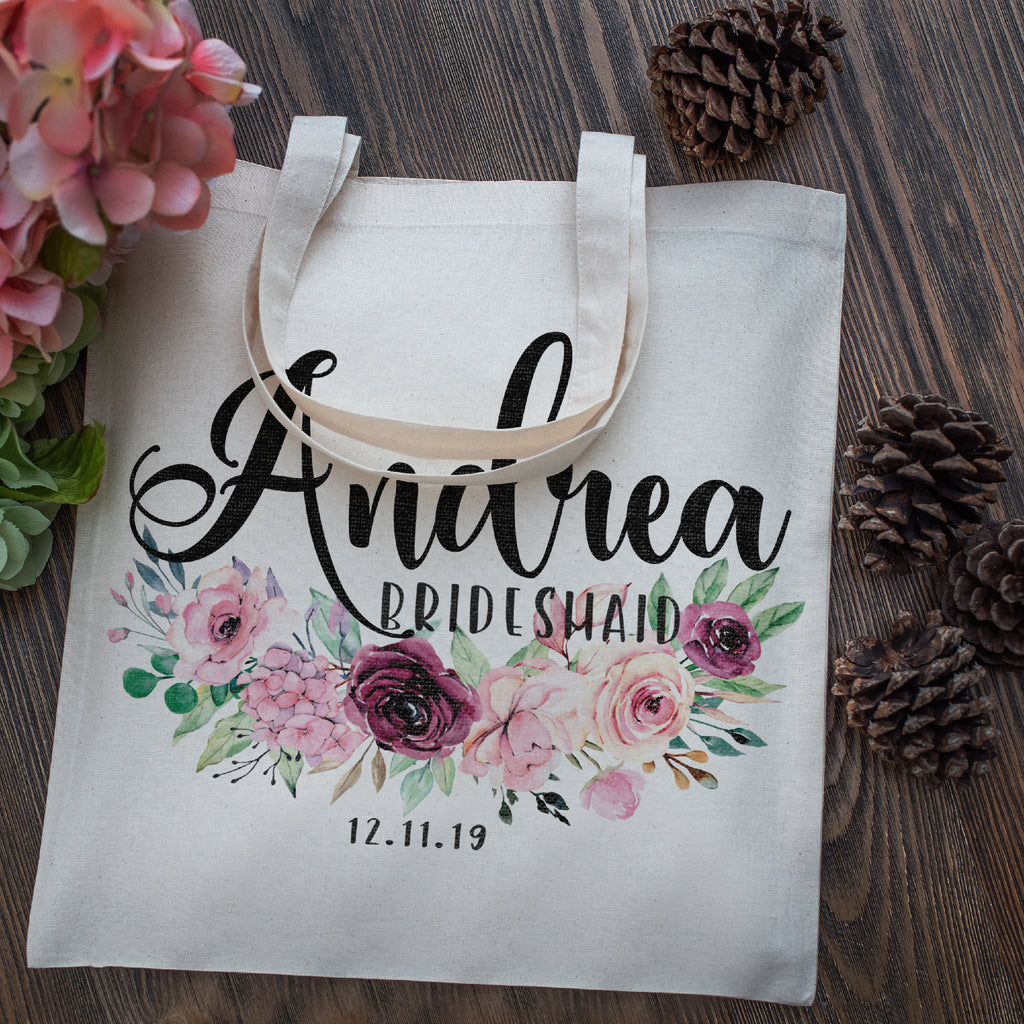 Personalized Tote Bag For Bridesmaids Wedding | Customized Bachelorette Party Bag | Baby Shower and Events Totes |Design #10