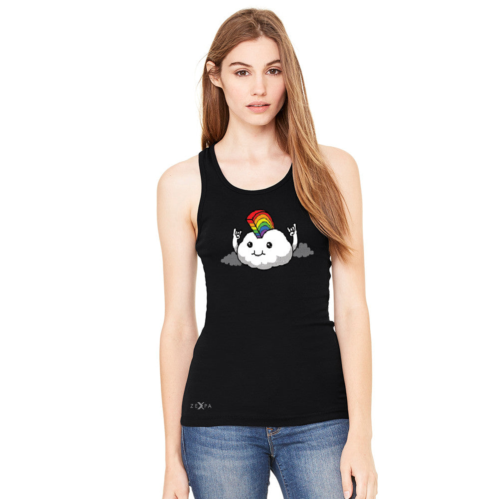 Rainbow Mohican Rocker Cool Cloud  Women's Racerback Pride LGBT Sleeveless - Zexpa Apparel