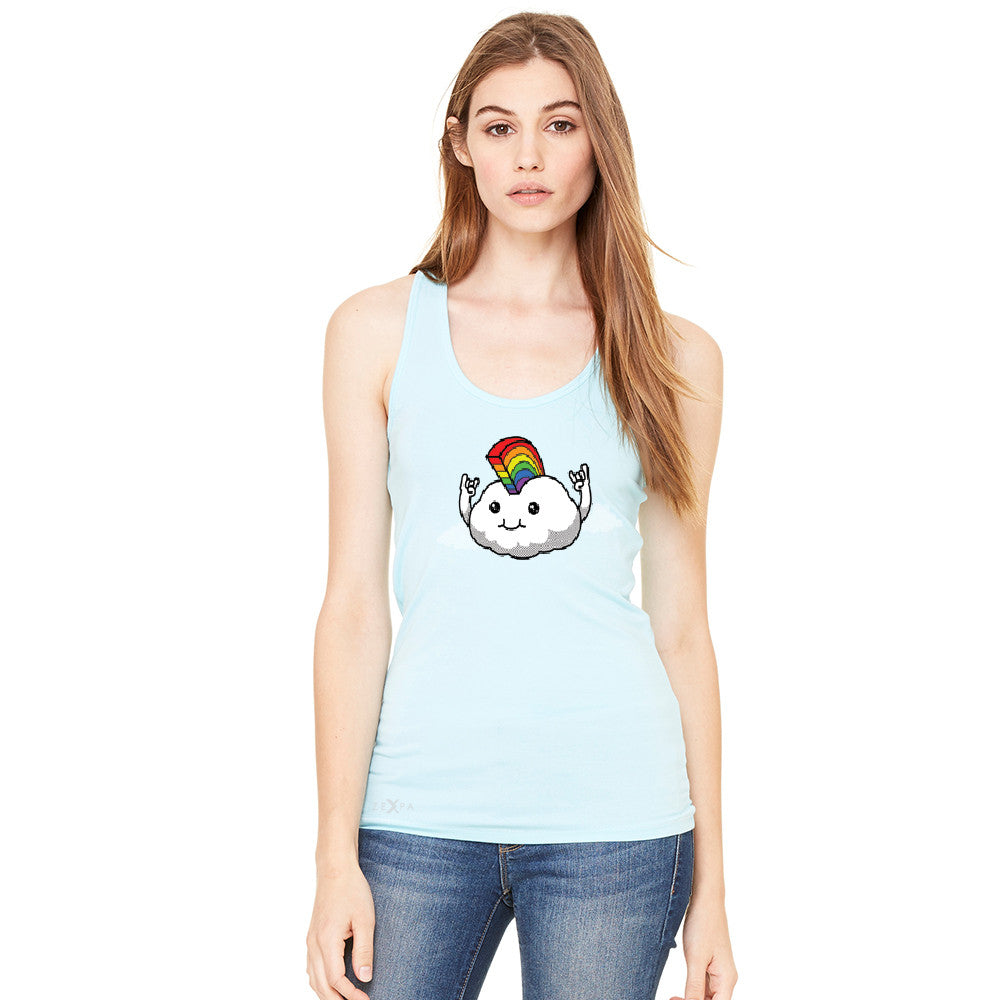 Rainbow Mohican Rocker Cool Cloud  Women's Racerback Pride LGBT Sleeveless - Zexpa Apparel