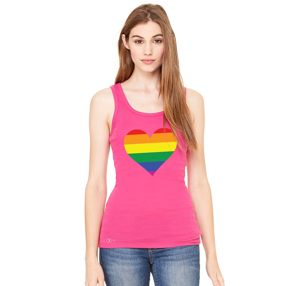 Gay Pride Rainbow Love Heart Strong Women's Tank Top Pride Sleeveless - Zexpa Apparel - 2