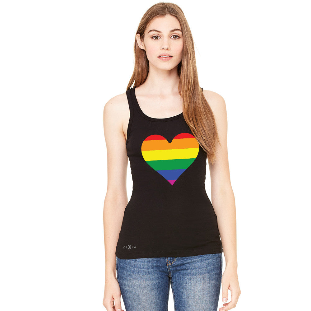 Gay Pride Rainbow Love Heart Strong Women's Tank Top Pride Sleeveless - Zexpa Apparel