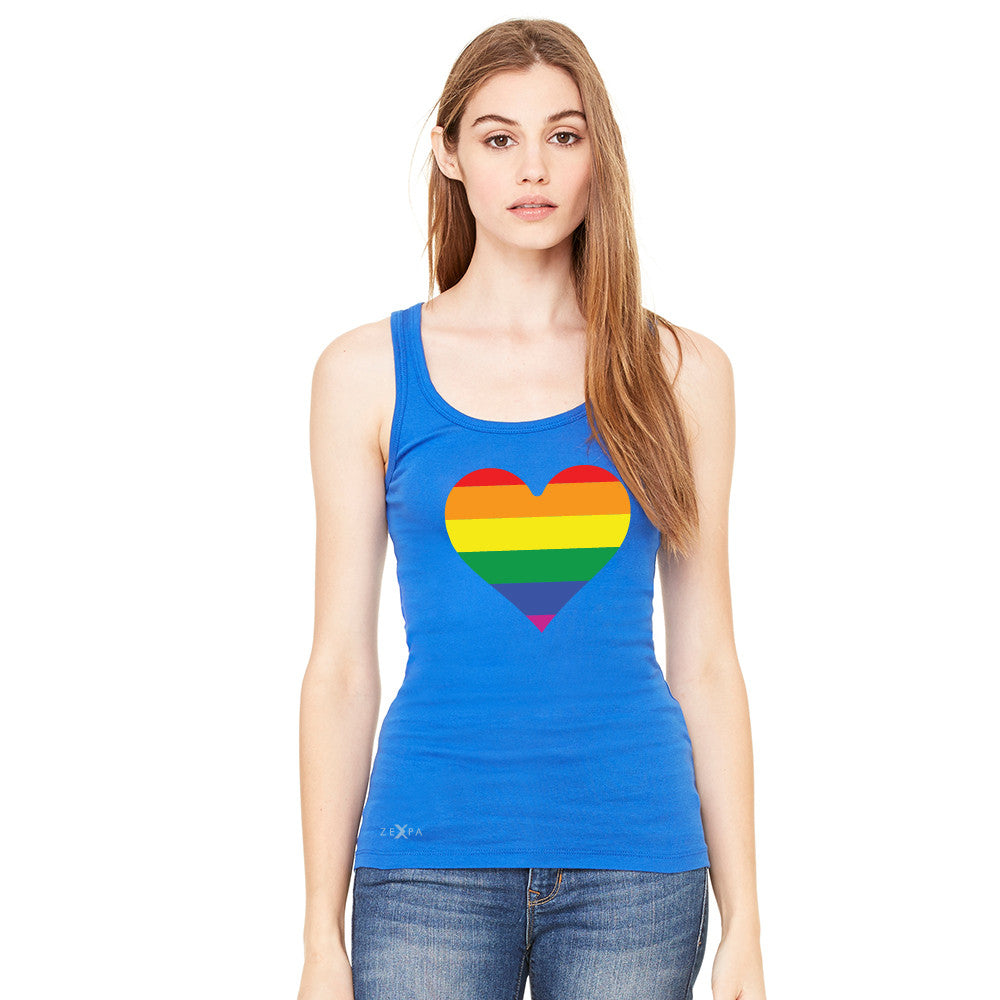 Gay Pride Rainbow Love Heart Strong Women's Tank Top Pride Sleeveless - Zexpa Apparel - 6