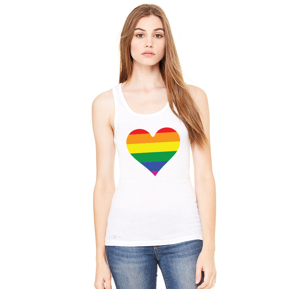 Gay Pride Rainbow Love Heart Strong Women's Tank Top Pride Sleeveless - Zexpa Apparel