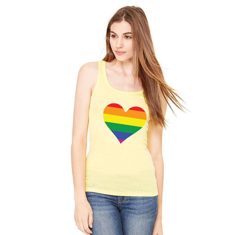 Gay Pride Rainbow Love Heart Strong Women's Tank Top Pride Sleeveless - Zexpa Apparel - 7