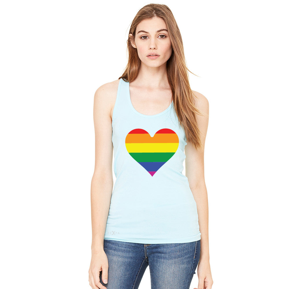 Gay Pride Rainbow Love Heart Strong Women's Racerback Pride Sleeveless - zexpaapparel - 2