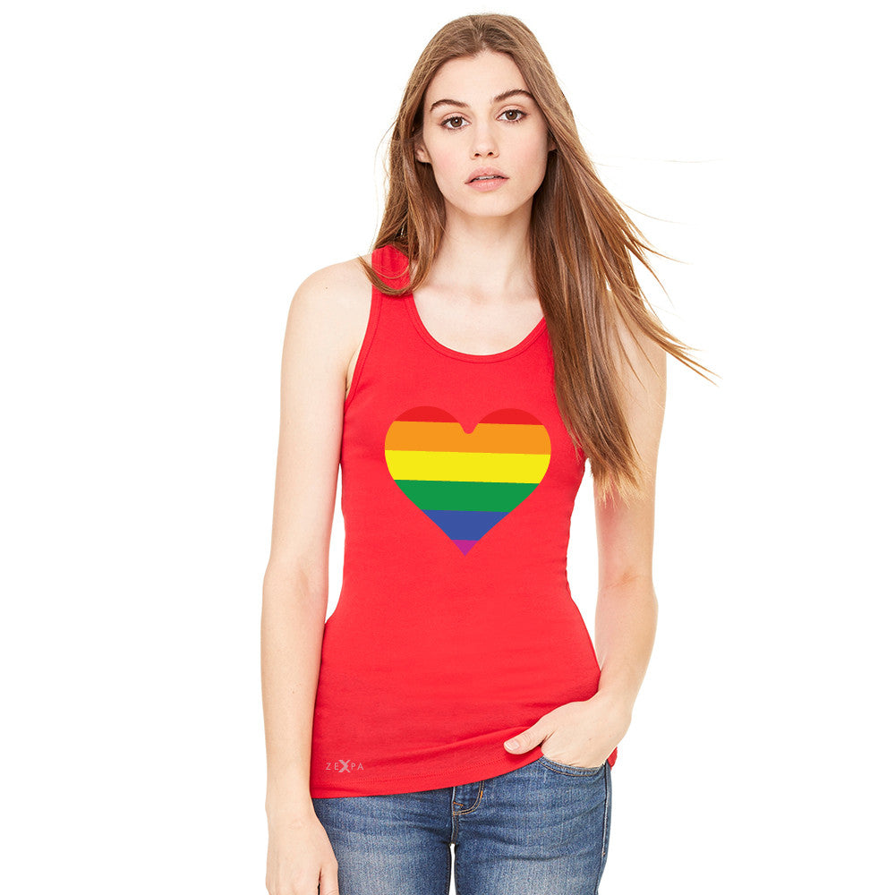 Gay Pride Rainbow Love Heart Strong Women's Racerback Pride Sleeveless - zexpaapparel - 4