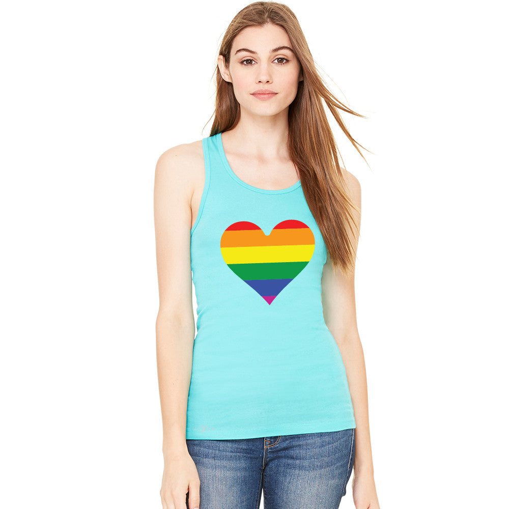 Gay Pride Rainbow Love Heart Strong Women's Racerback Pride Sleeveless - zexpaapparel - 5