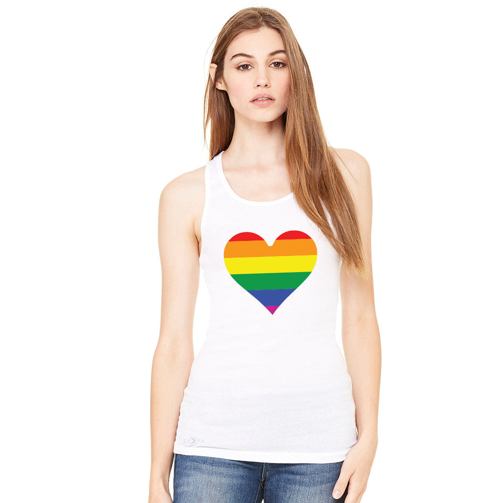 Gay Pride Rainbow Love Heart Strong Women's Racerback Pride Sleeveless - Zexpa Apparel