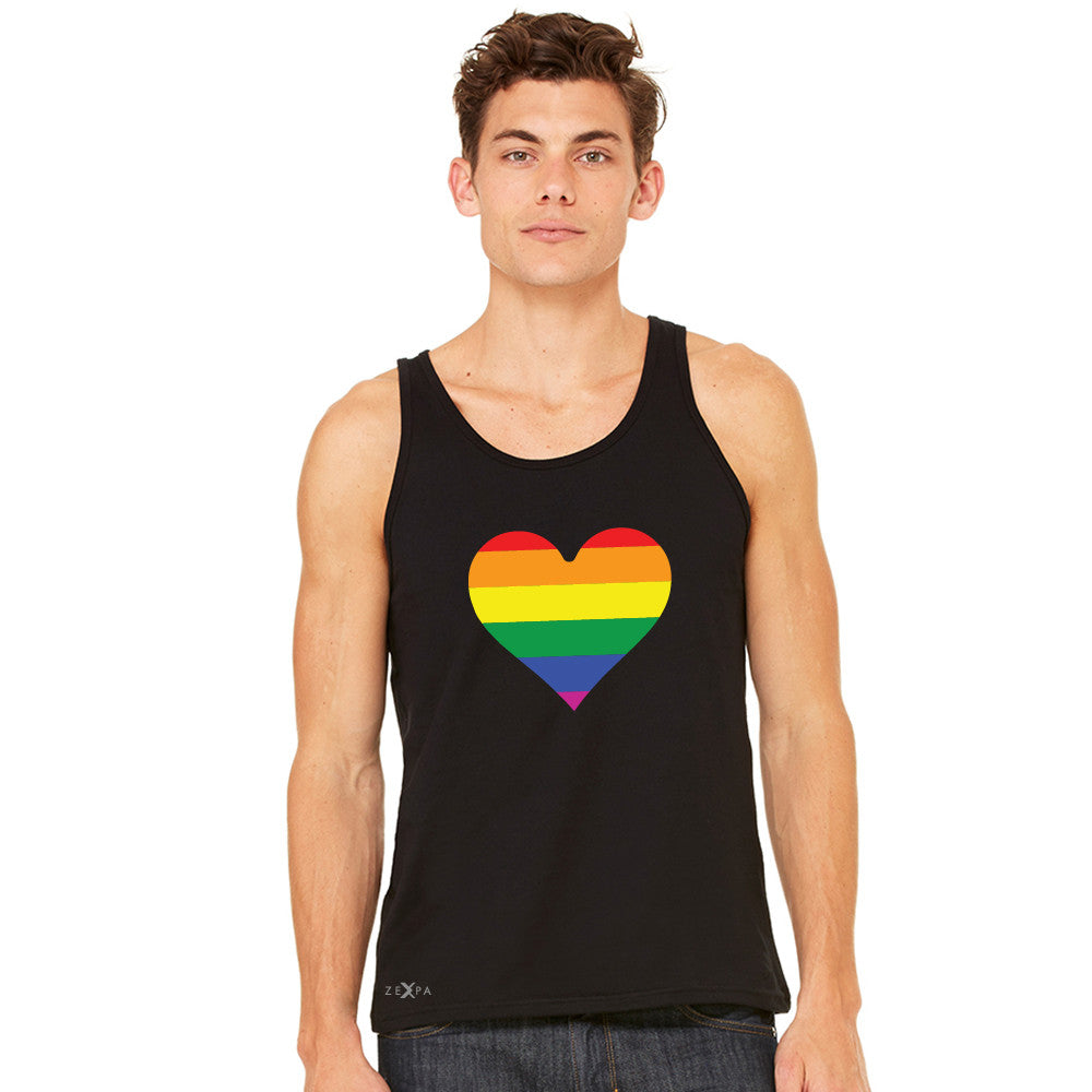 Gay Pride Rainbow Love Heart Strong Men's Jersey Tank Pride Sleeveless - Zexpa Apparel