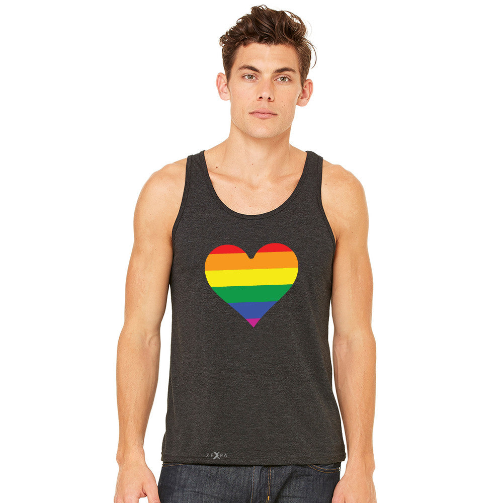 Gay Pride Rainbow Love Heart Strong Men's Jersey Tank Pride Sleeveless - Zexpa Apparel