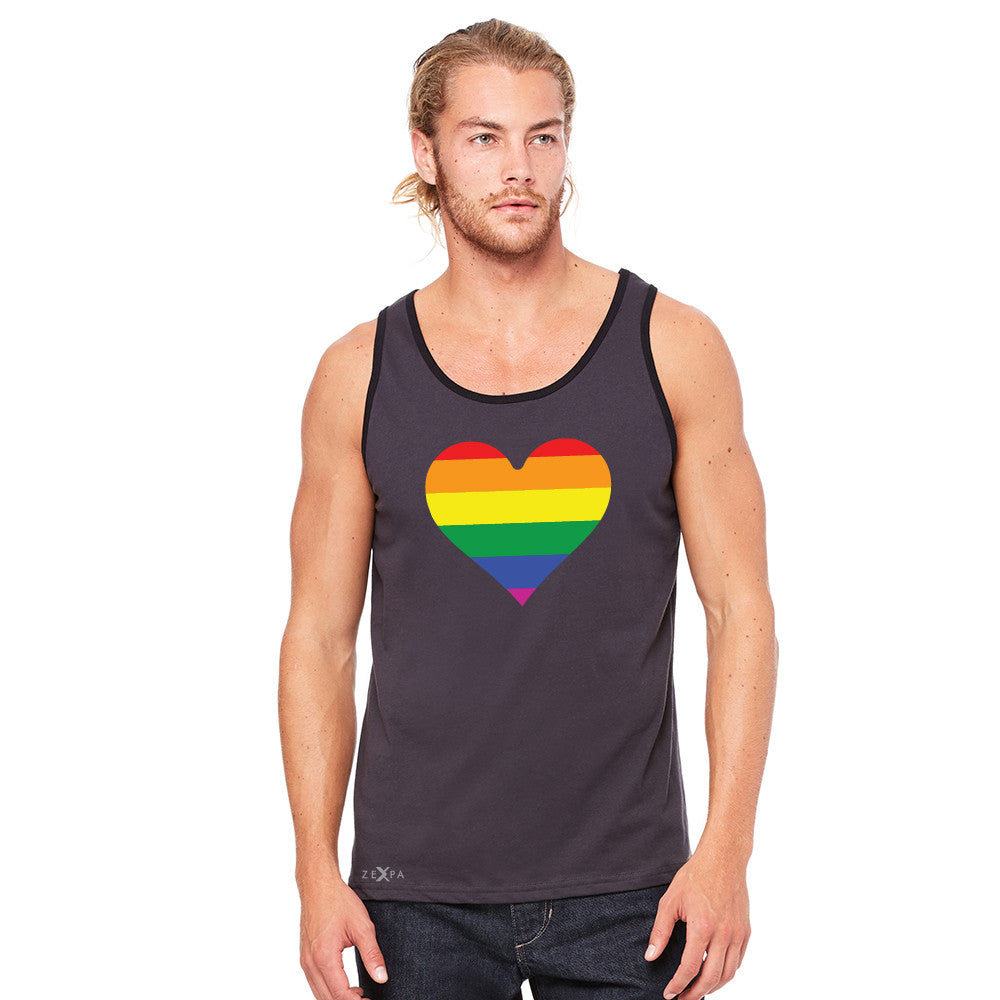 Gay Pride Rainbow Love Heart Strong Men's Jersey Tank Pride Sleeveless - Zexpa Apparel