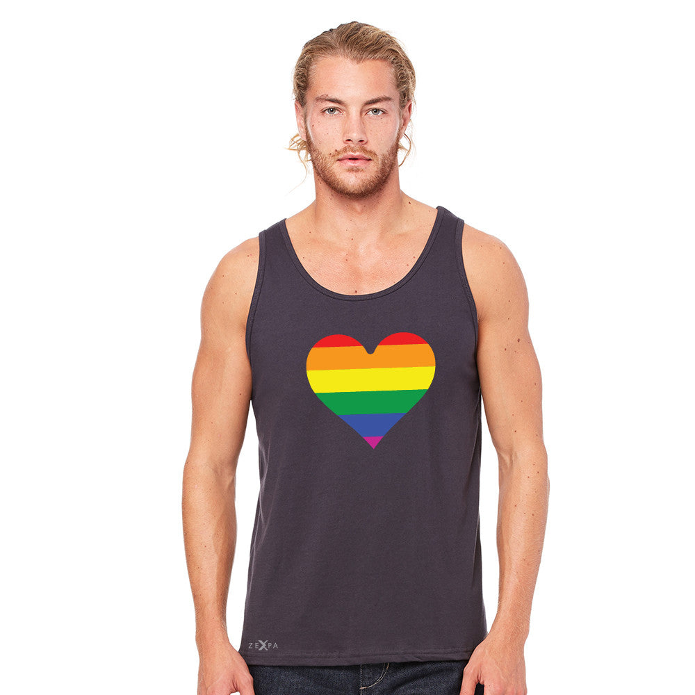 Gay Pride Rainbow Love Heart Strong Men's Jersey Tank Pride Sleeveless - Zexpa Apparel