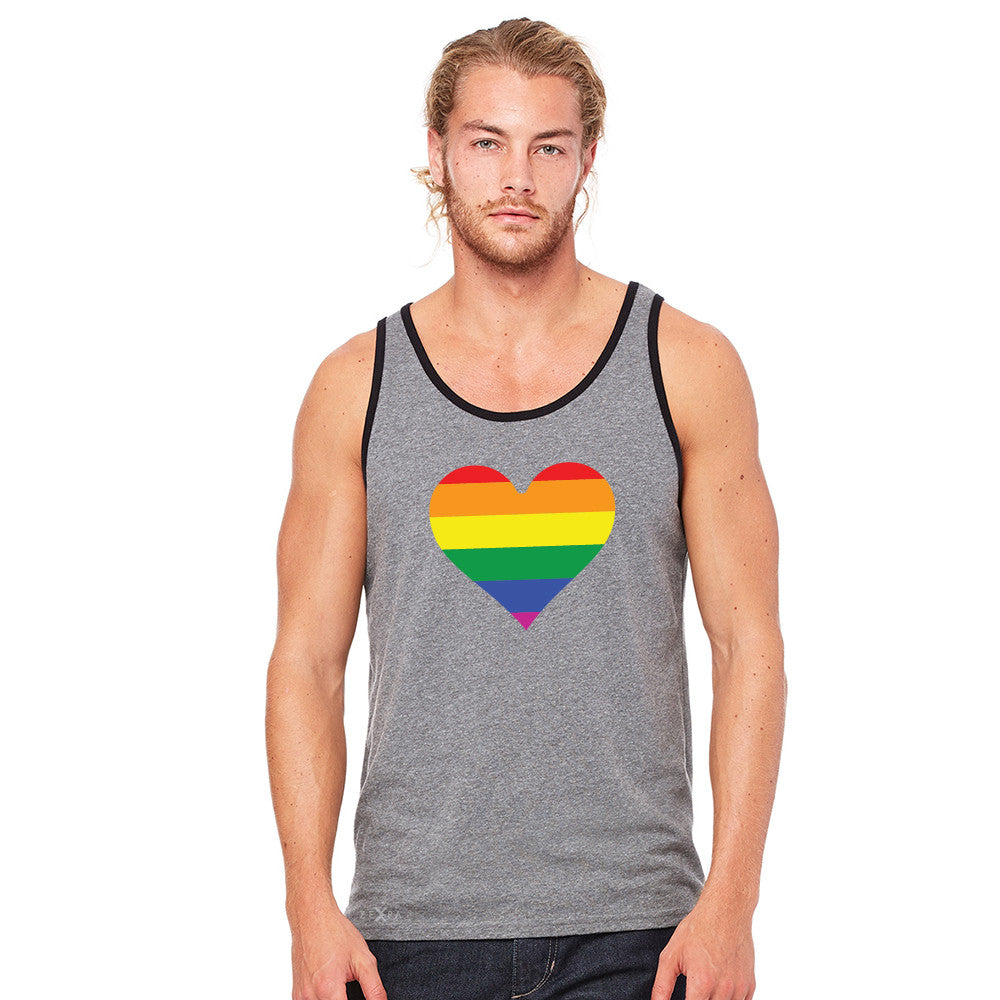 Gay Pride Rainbow Love Heart Strong Men's Jersey Tank Pride Sleeveless - Zexpa Apparel