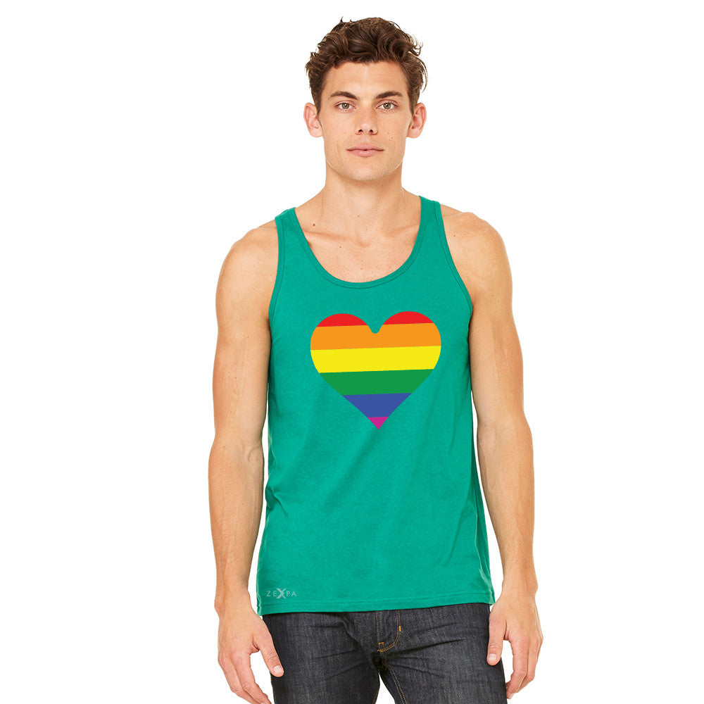 Gay Pride Rainbow Love Heart Strong Men's Jersey Tank Pride Sleeveless - Zexpa Apparel