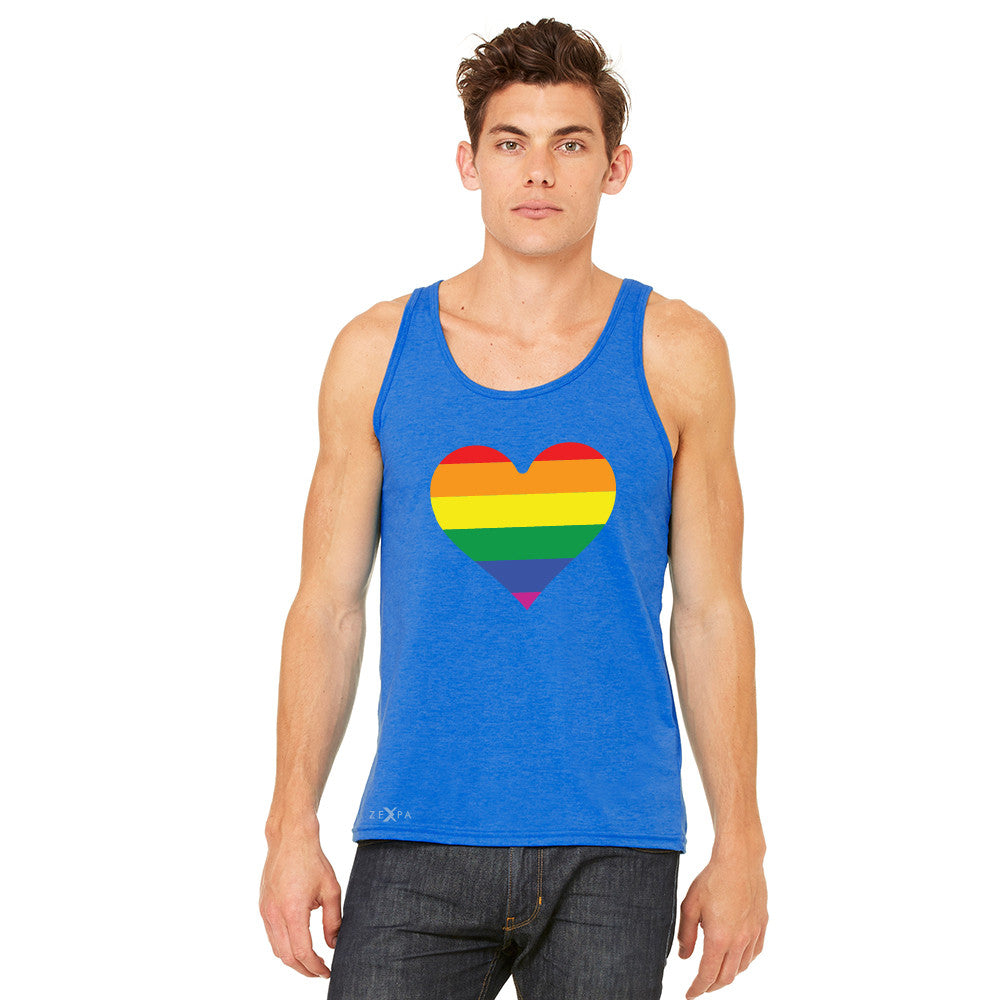 Gay Pride Rainbow Love Heart Strong Men's Jersey Tank Pride Sleeveless - Zexpa Apparel