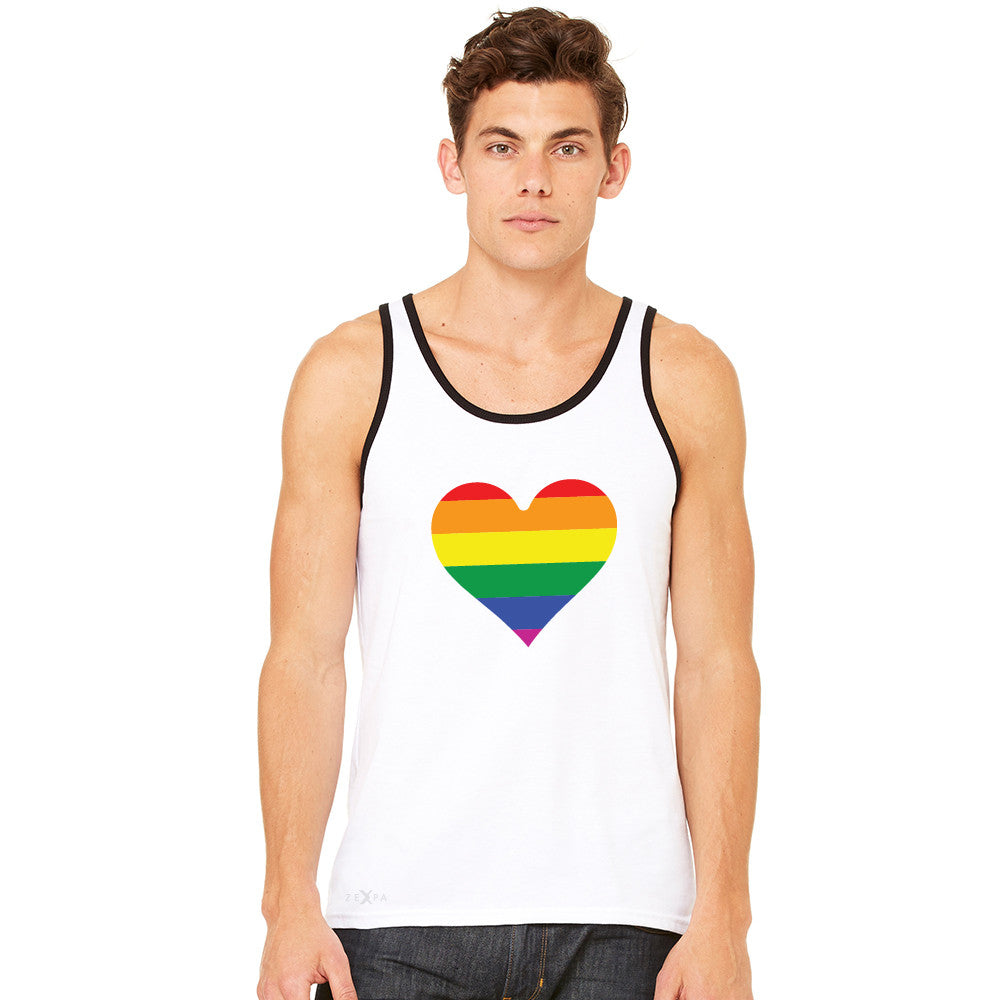 Gay Pride Rainbow Love Heart Strong Men's Jersey Tank Pride Sleeveless - zexpaapparel - 10
