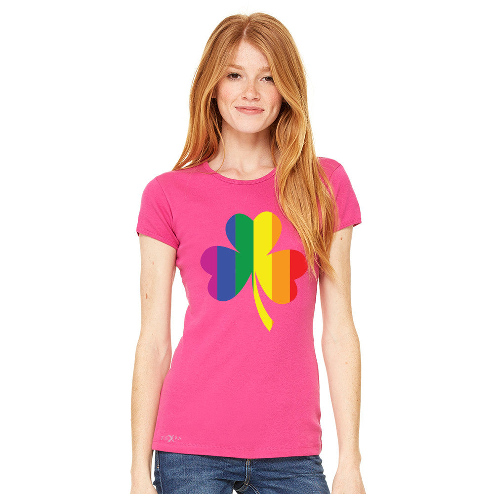 Gay Pride Rainbow Love Lucky Shamrock Women's T-shirt Pride Tee - Zexpa Apparel - 4