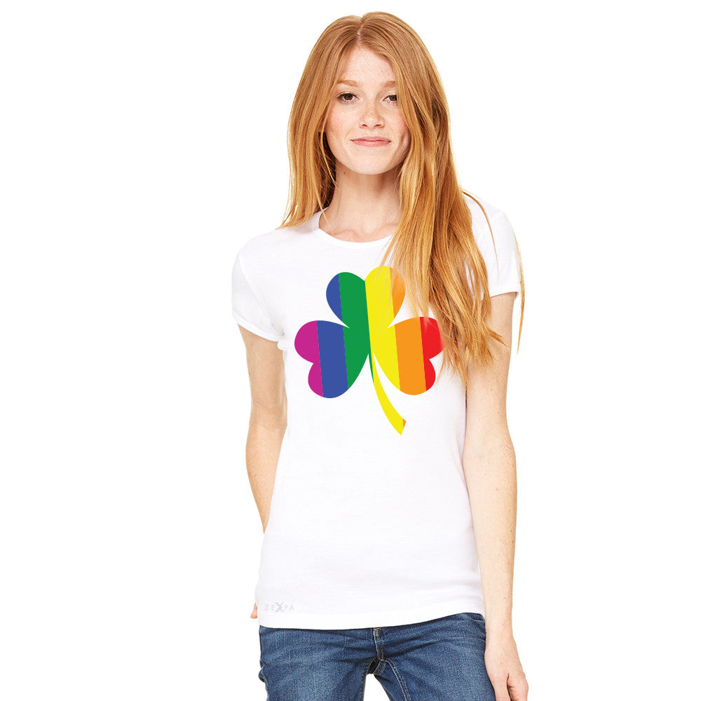 Gay Pride Rainbow Love Lucky Shamrock Women's T-shirt Pride Tee - Zexpa Apparel - 10