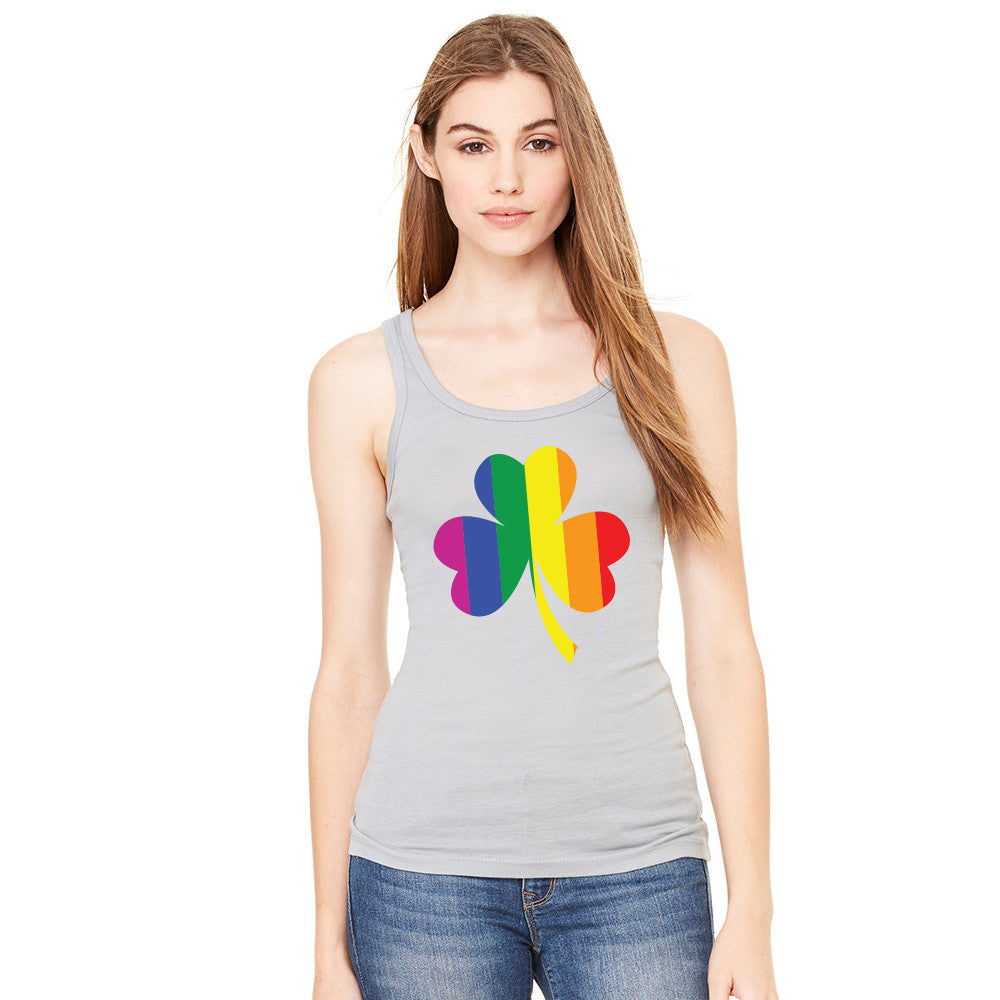 Gay Pride Rainbow Love Lucky Shamrock Women's Tank Top Pride Sleeveless - Zexpa Apparel - 5