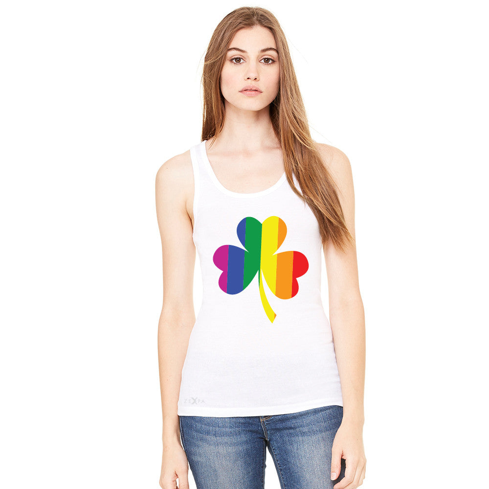 Gay Pride Rainbow Love Lucky Shamrock Women's Tank Top Pride Sleeveless - Zexpa Apparel