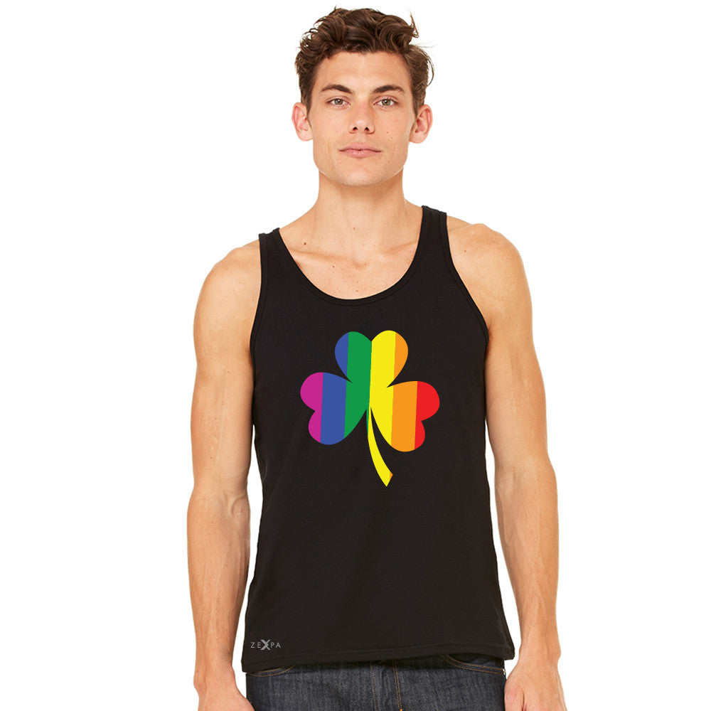 Gay Pride Rainbow Love Lucky Shamrock Men's Jersey Tank Pride Sleeveless - Zexpa Apparel