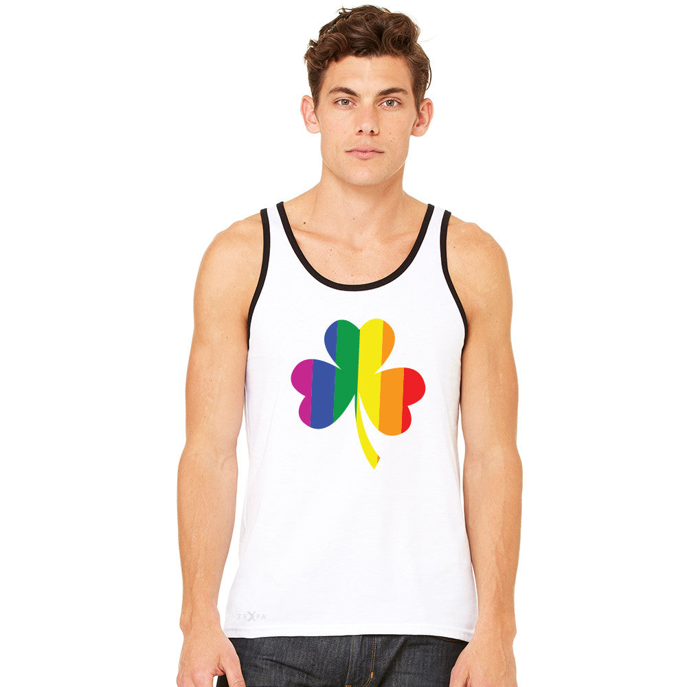 Gay Pride Rainbow Love Lucky Shamrock Men's Jersey Tank Pride Sleeveless - zexpaapparel - 10
