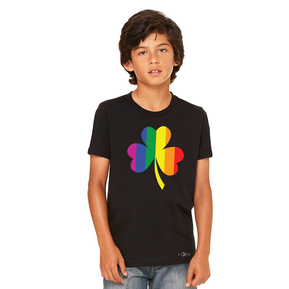 Gay Pride Rainbow Love Lucky Shamrock Youth T-shirt Pride Tee - Zexpa Apparel - 3