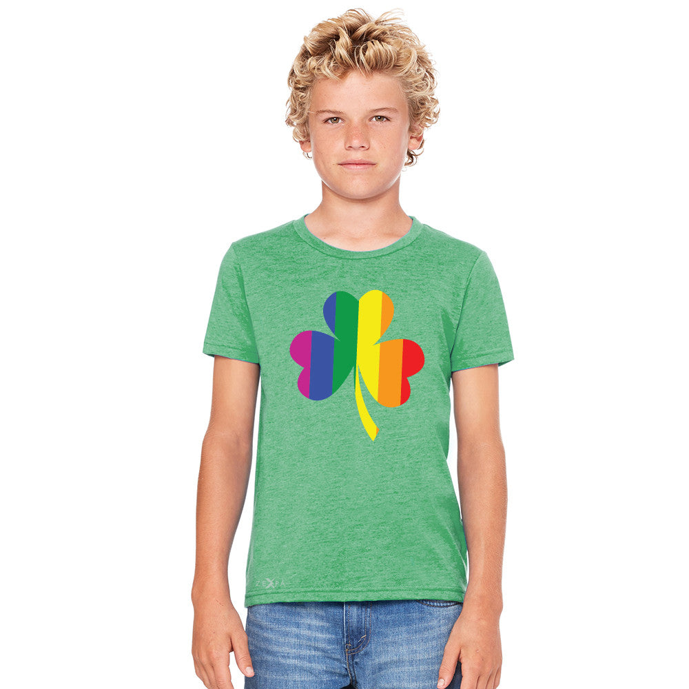 Gay Pride Rainbow Love Lucky Shamrock Youth T-shirt Pride Tee - Zexpa Apparel - 4