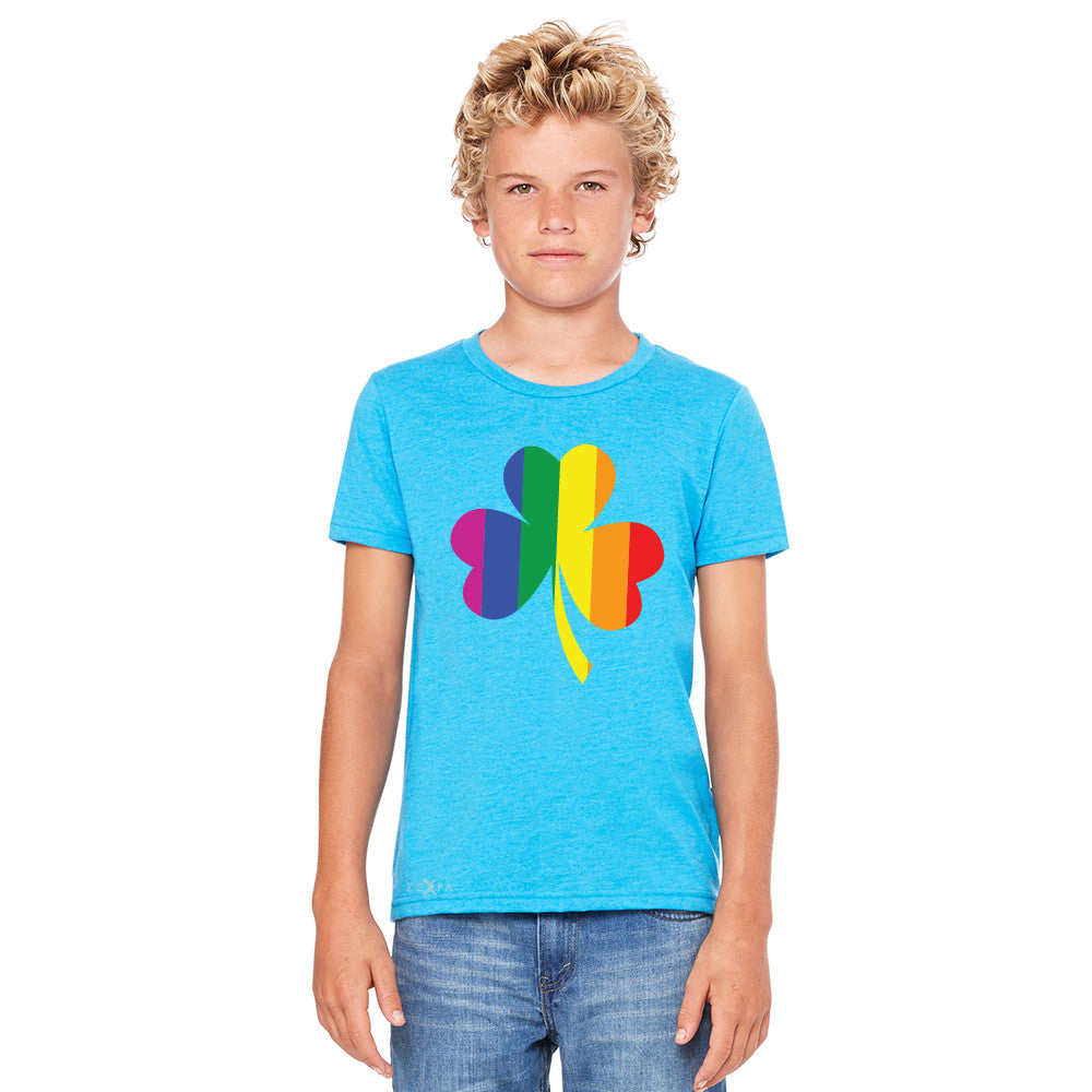 Gay Pride Rainbow Love Lucky Shamrock Youth T-shirt Pride Tee - Zexpa Apparel - 5