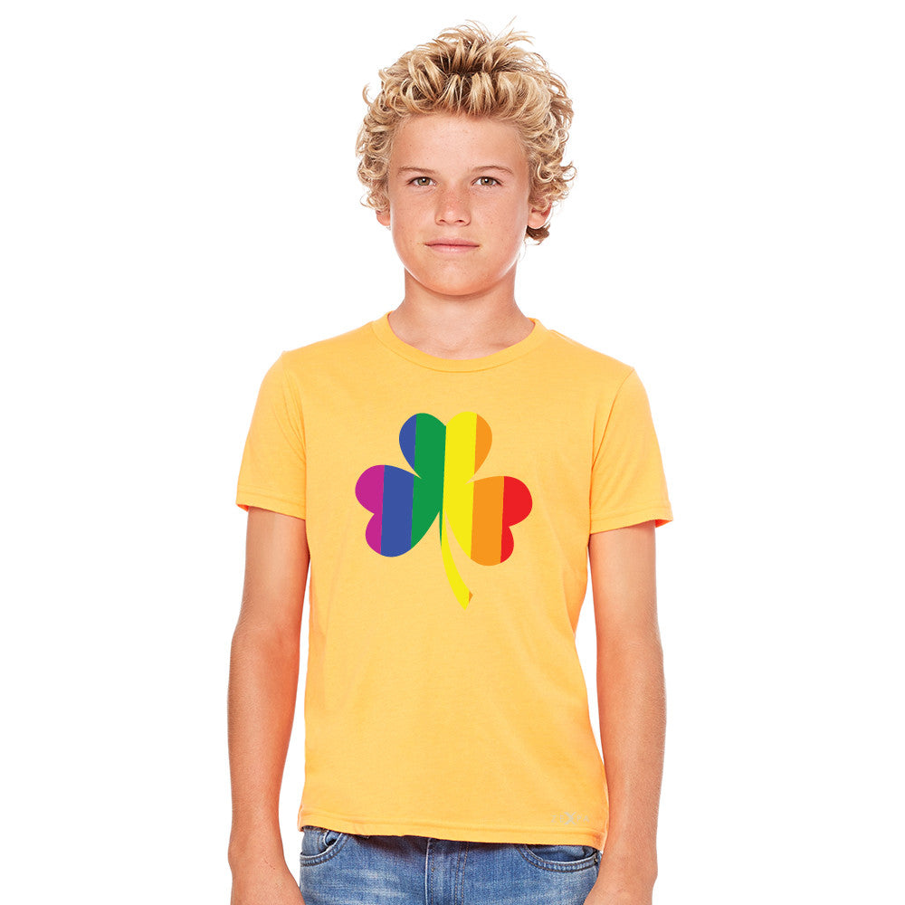 Gay Pride Rainbow Love Lucky Shamrock Youth T-shirt Pride Tee - Zexpa Apparel