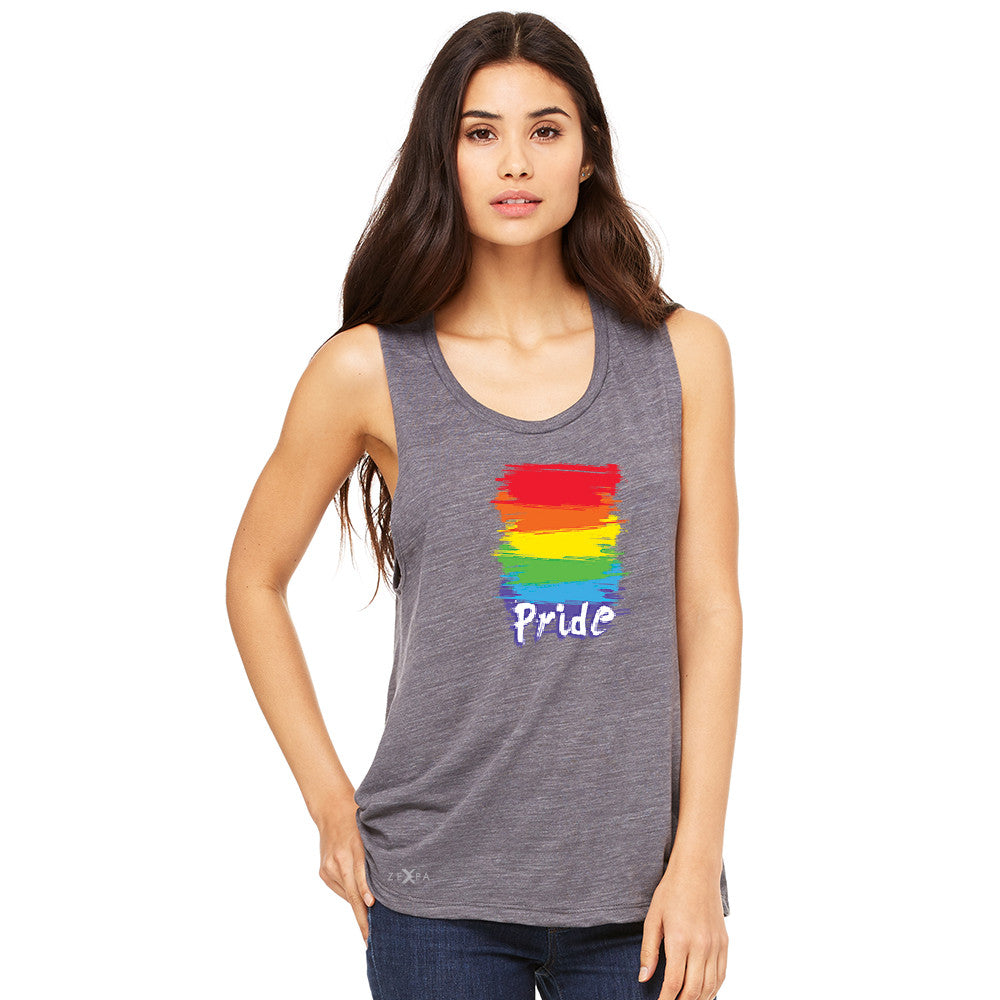 Gay Pride Rainbow Color Paint Cutest Women's Muscle Tee Pride LGBT Sleeveless - Zexpa Apparel