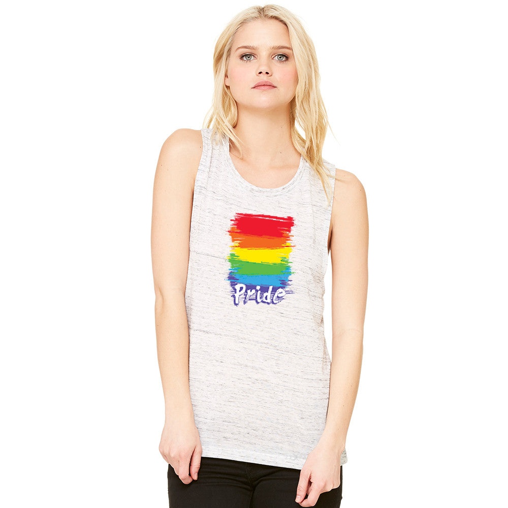 Gay Pride Rainbow Color Paint Cutest Women's Muscle Tee Pride LGBT Sleeveless - Zexpa Apparel