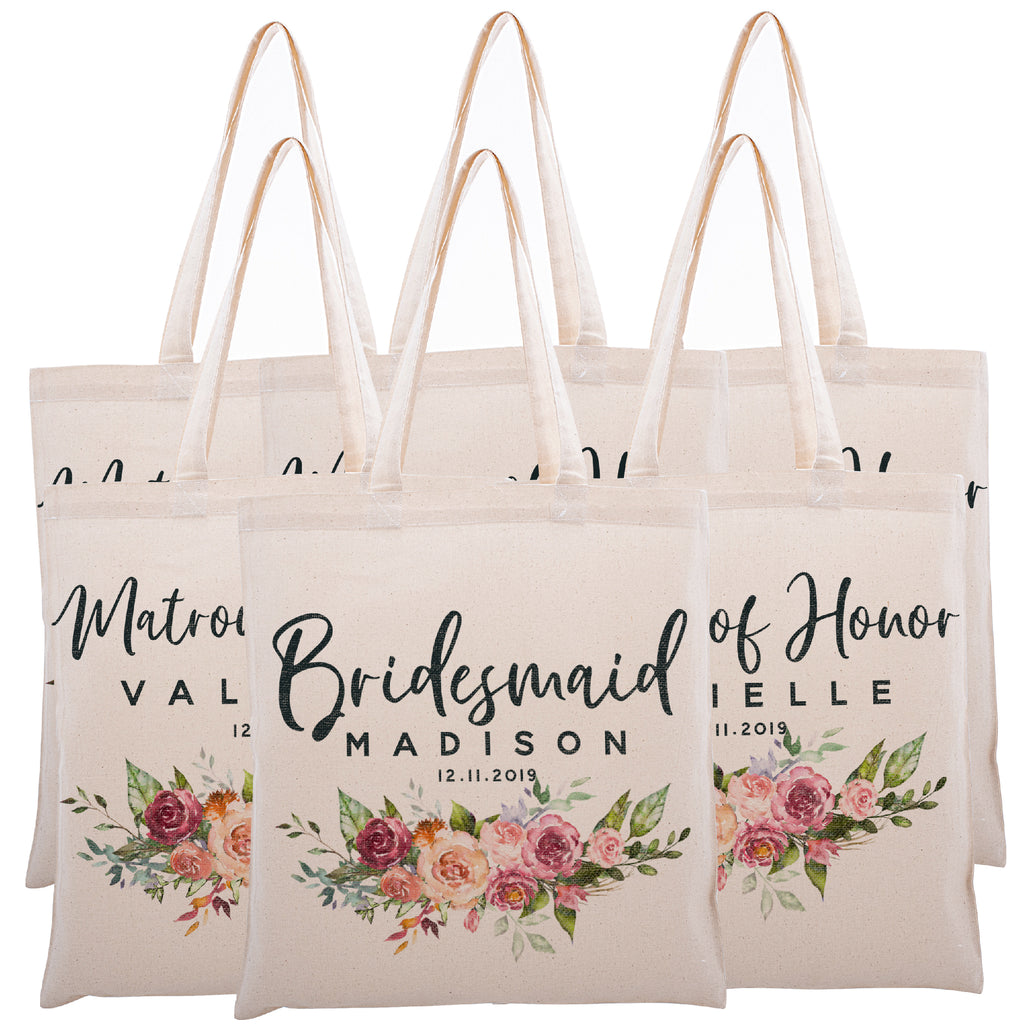 Personalized Tote Bag For Bridesmaids Wedding | Customized Bachelorette Party Bag | Baby Shower and Events Totes |Design #8