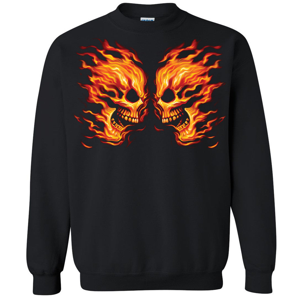 Face Of Skull Unisex Crewneck Burning Day Of Dead Muertos Sweatshirt - Zexpa Apparel