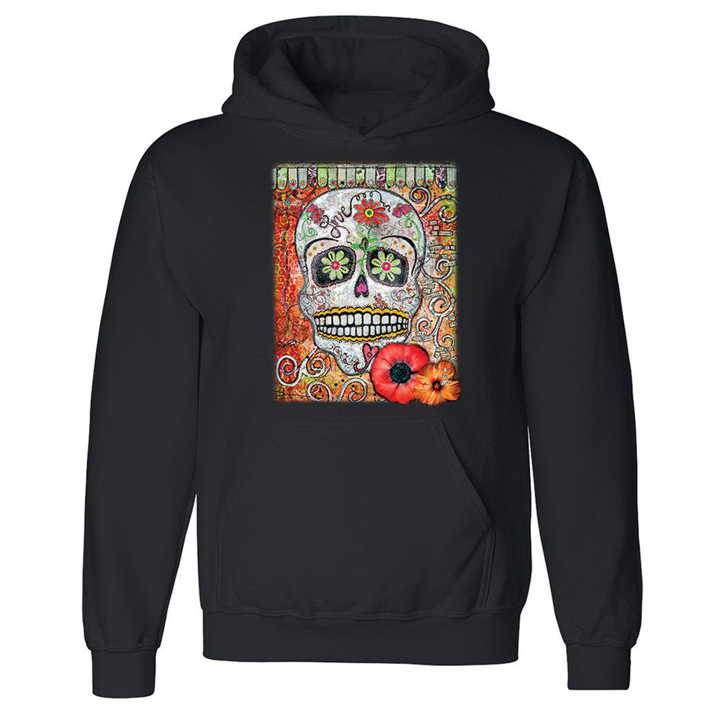Zexpa Apparelâ„¢ Flower Sugar Skull Unisex Hoodie Day Of Dead Dia De Muertos Hooded Sweatshirt